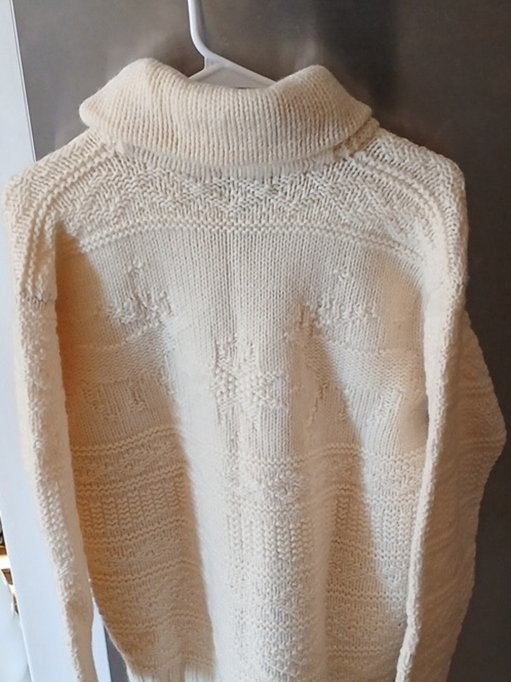 Cream Textured Cowl-Neck Sweater with Button Detail - Picture 3 of 3